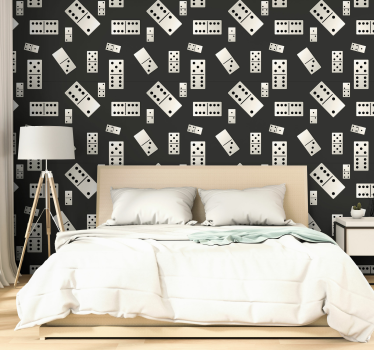 papel de parede juvenil Jogo de dominó preto e branco - TenStickers