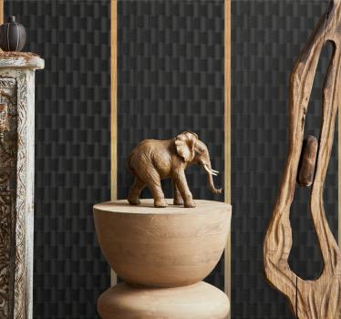 Papel de parede madeira estilo vime francês preto - TenStickers