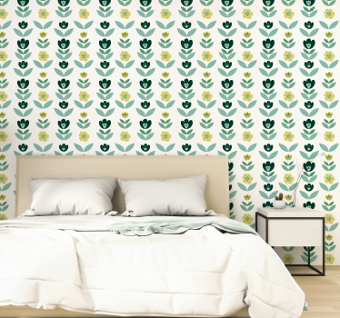 papel parede natureza Flores Verdes - TenStickers