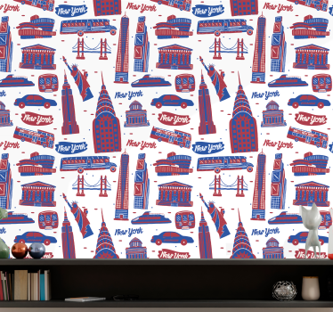papel de parede Nova York ícones metropolitanos - TenStickers