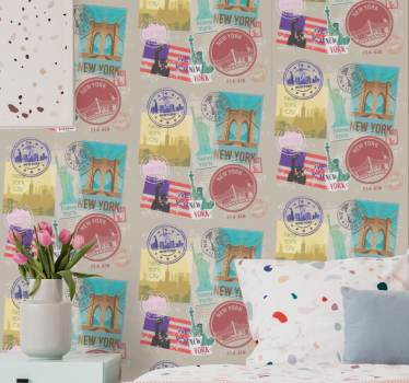 papel de parede Nova York selos de nova york - TenStickers
