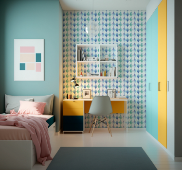 Papel parede padrão arlequim aquarela - TenStickers