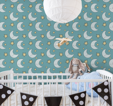 Papel de parede para crianças Estrelas e lua - TenStickers