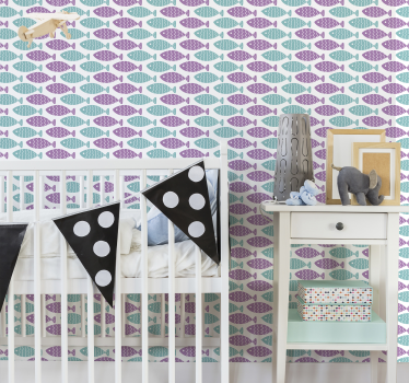 Papel de parede para crianças peixe estilo nórdico - TenStickers