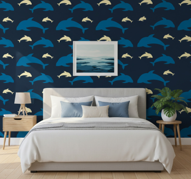 Papel de parede para quarto 3 golfinhos no mar - TenStickers