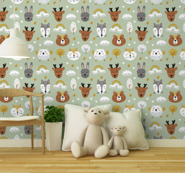Papel de parede para quarto animais em estilo nórdico - TenStickers