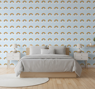 Papel de parede para quarto arco-íris e nuvens coloridas - TenStickers