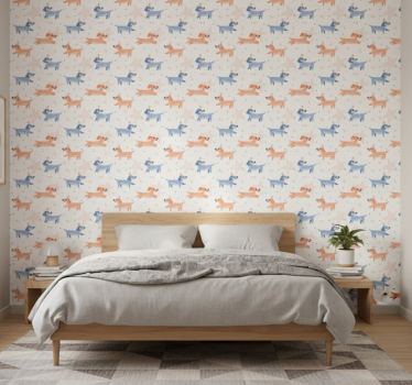 Papel de parede para quarto cães fofos com coroa - TenStickers