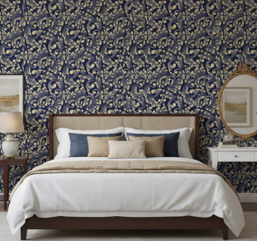 Papel de parede para quarto com design botânico dourado - TenStickers
