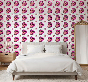 Papel de parede para quarto com motivo de lábios divertidos - TenStickers