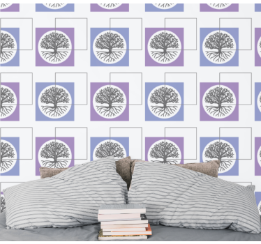 papel de parede para quarto desenho de árvore geométrica - TenStickers