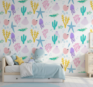 Papel de parede para quarto desenho de fundo do mar infantil - TenStickers