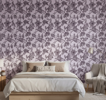 Papel de parede para quarto design magnólia fofo - TenStickers