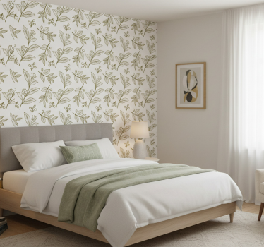 Papel de parede para quarto emblema de folha elegante - TenStickers