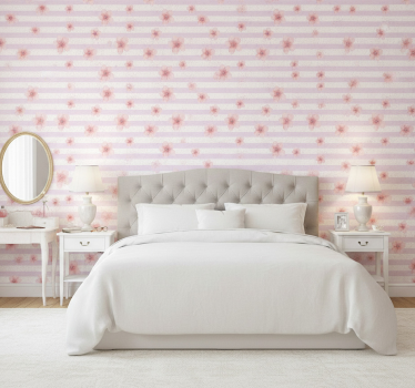 Papel de parede para quarto estilo shabby chic listrado rosa - TenStickers