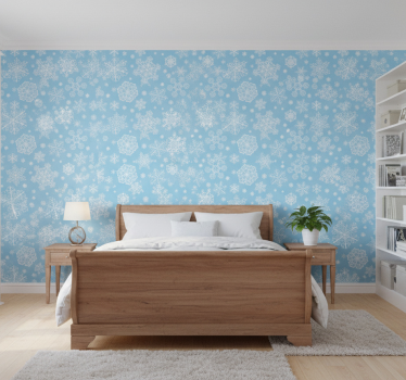 Papel de parede para quarto flocos brancos sobre fundo azul - TenStickers