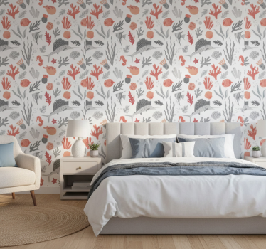 Papel de parede para quarto ilustração de vida marinha - TenStickers