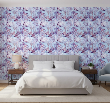 Papel de parede para quarto ilustrações de folhagens florais - TenStickers