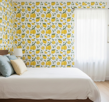 Papel de parede para quarto limões e flores cremosas - TenStickers