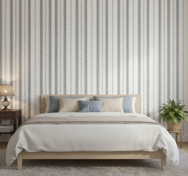 Papel de parede para quarto listrado floral vintage - TenStickers