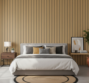 Papel de parede para quarto listras de carvalho moderno - TenStickers