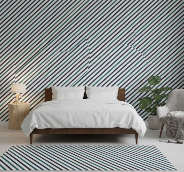 Papel de parede para quarto listras diagonais azuis - TenStickers