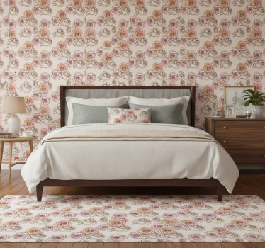 Papel de parede para quarto padrão de rosas estilo inglês - TenStickers