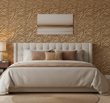 Papel de parede para quarto padrão tigre marrom e bege - TenStickers