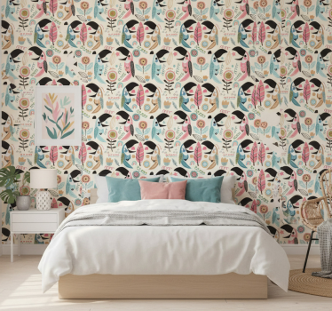 Papel de parede para quarto padrão tucano tropical - TenStickers