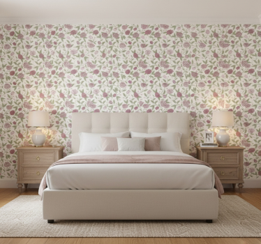 Papel de parede para quarto rosas vintage rosa claro - TenStickers