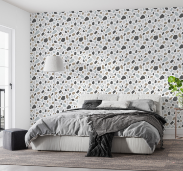 papel de parede pedra terrazo cinza - TenStickers