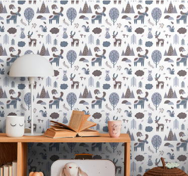 papel de parede quarto Animais nórdicos - TenStickers
