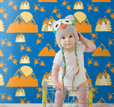 papel de parede quarto de bebé aventura do urso da montanha - TenStickers
