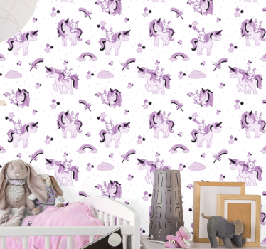 papel de parede quarto de bebé cena de fantasia de unicórnio - TenStickers