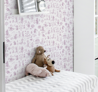 Papel de parede quarto de bebé com imagens lúdicas - TenStickers