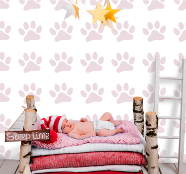papel de parede quarto de bebé fundo padrão de pata - TenStickers