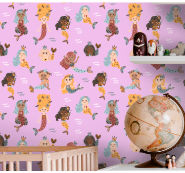 papel de parede quarto de bebé ilustração de sereia - TenStickers