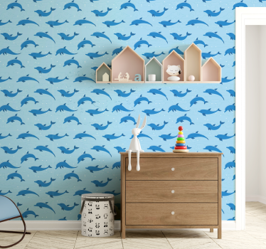 papel de parede quarto de bebé motivo de golfinho - TenStickers