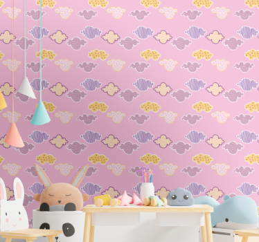 papel de parede quarto de bebé padrão de céu nublado - TenStickers