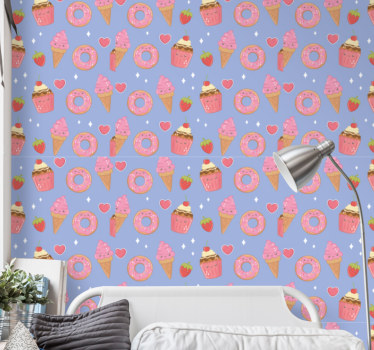 papel de parede quarto de bebé padrão de sobremesa doce - TenStickers