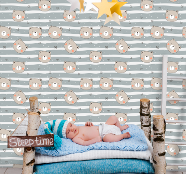 papel de parede quarto de bebé padrão de ursinho - TenStickers