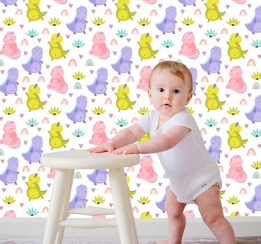 Papel de parede quarto de bebé padrão dinossauro encantado - TenStickers