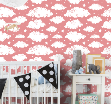 papel de parede quarto de bebé padrões de nuvens fofas - TenStickers