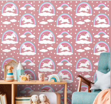 Papel de parede quarto de bebé paisagens de unicórnio - TenStickers