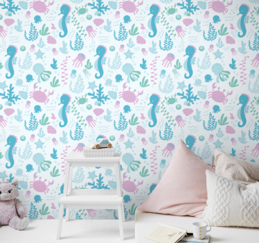 papel de parede quarto de bebé vida marinha subaquática - TenStickers