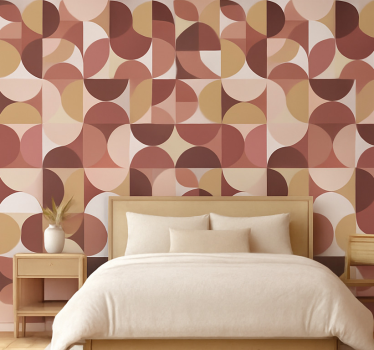 Papel de parede quarto de casal com design retro rosa - TenStickers