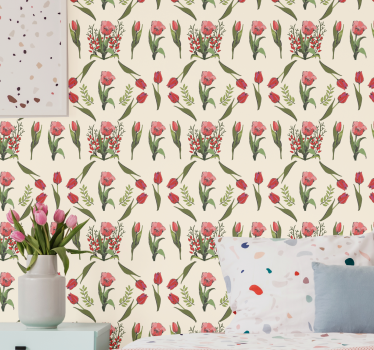 Papel de parede quarto de casal composição de flores - TenStickers