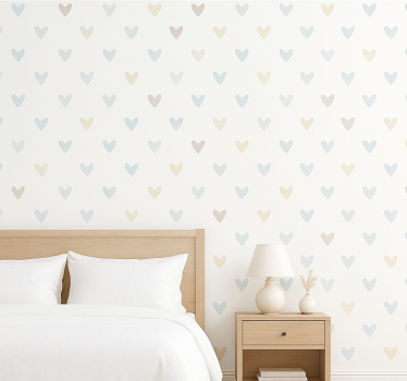 Papel de parede quarto de casal corações pastel em aquarela - TenStickers