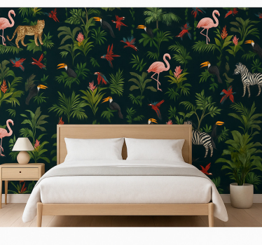 Papel de parede quarto de casal design exótico escuro - TenStickers