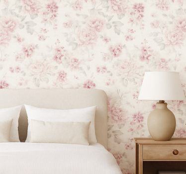 Papel de parede quarto de casal design floral rosa vintage - TenStickers